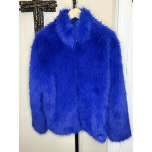 Aixirui Royal Blue Faux Fur Lined Coat Size M